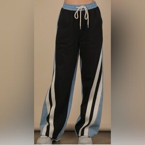 #27 BLACK &DENIM TRACK DESIGN PANTS